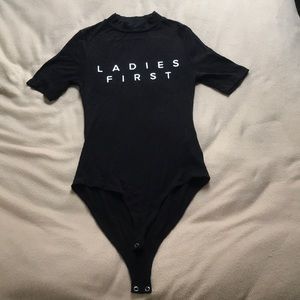 “Ladies First” Black & White Body Suit